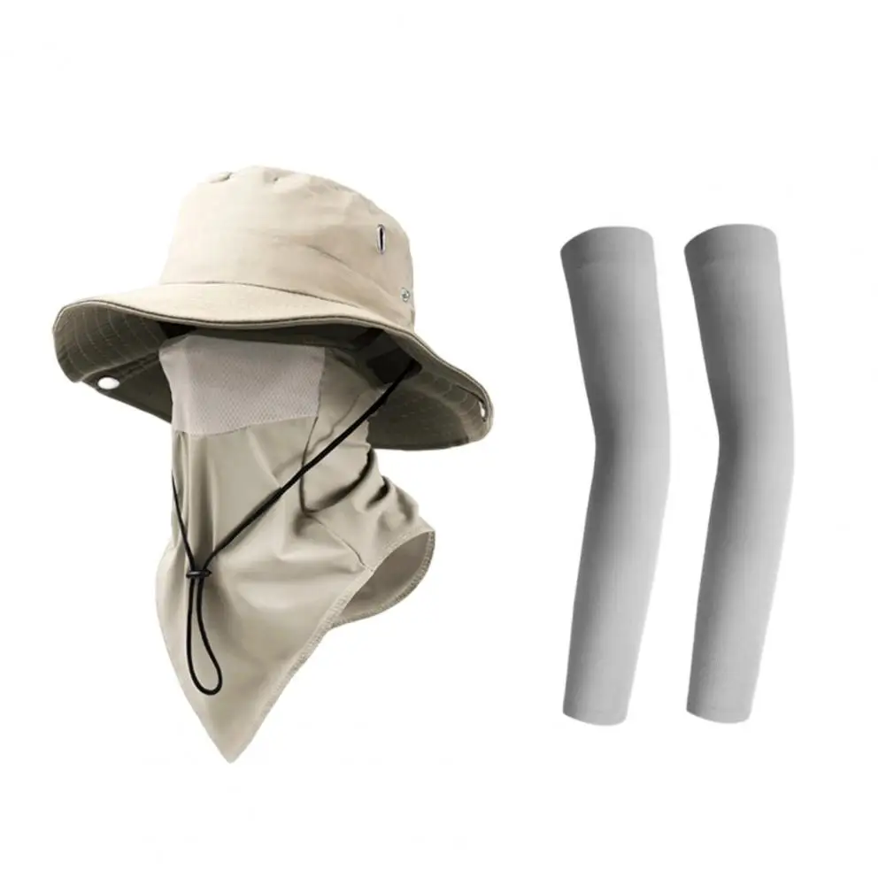 Travel Sun Hat Breathable Mesh Sun Hat with Detachable Face Guard Adjustable Drawstring Fisherman Hat Quick-dry Neck for 360°