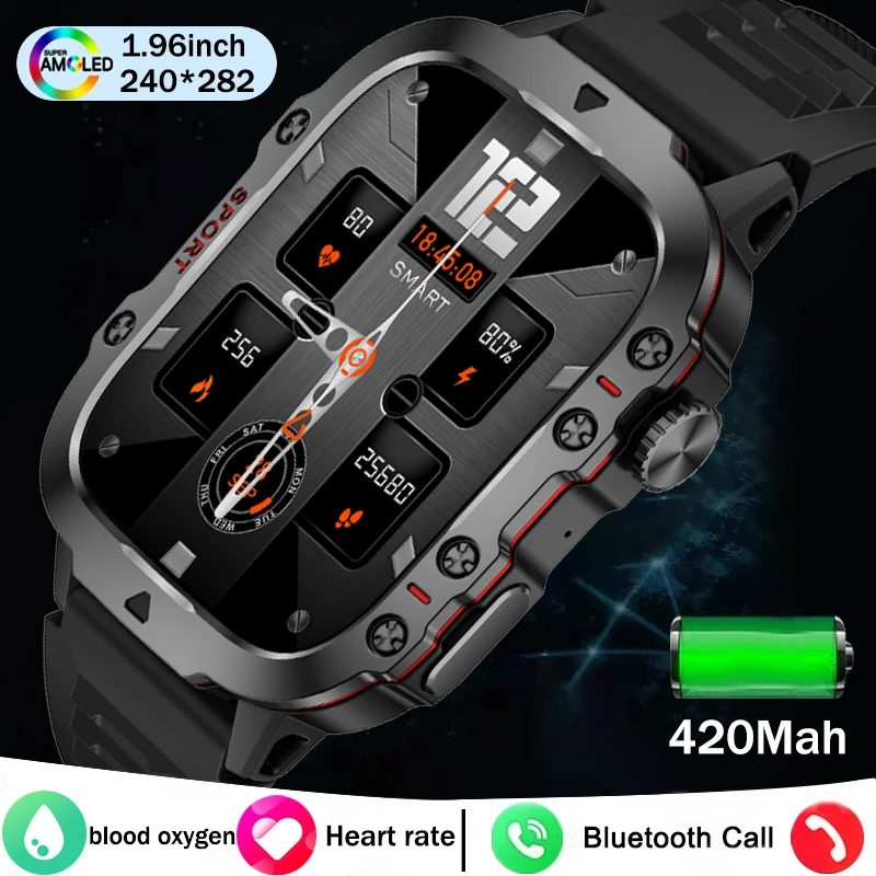 2024 New For Xiaomi Military Smart Watch Men IP68 5ATM Outdoor Sports Fitness Tracker Health Monitor 1.96