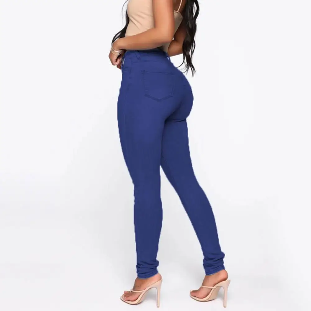 

Chic Women Ninth Pants Streetwear Trousers Solid Color Firm Stitching Women Trousers Butt-lifted