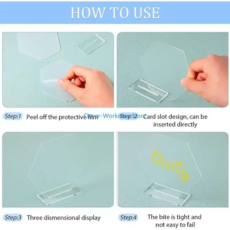 24TD 18 قطعة بطاقات وضع الاكريليك حامل شاشة لسطح المكتب حامل طاولة الزفاف الرقمية #2