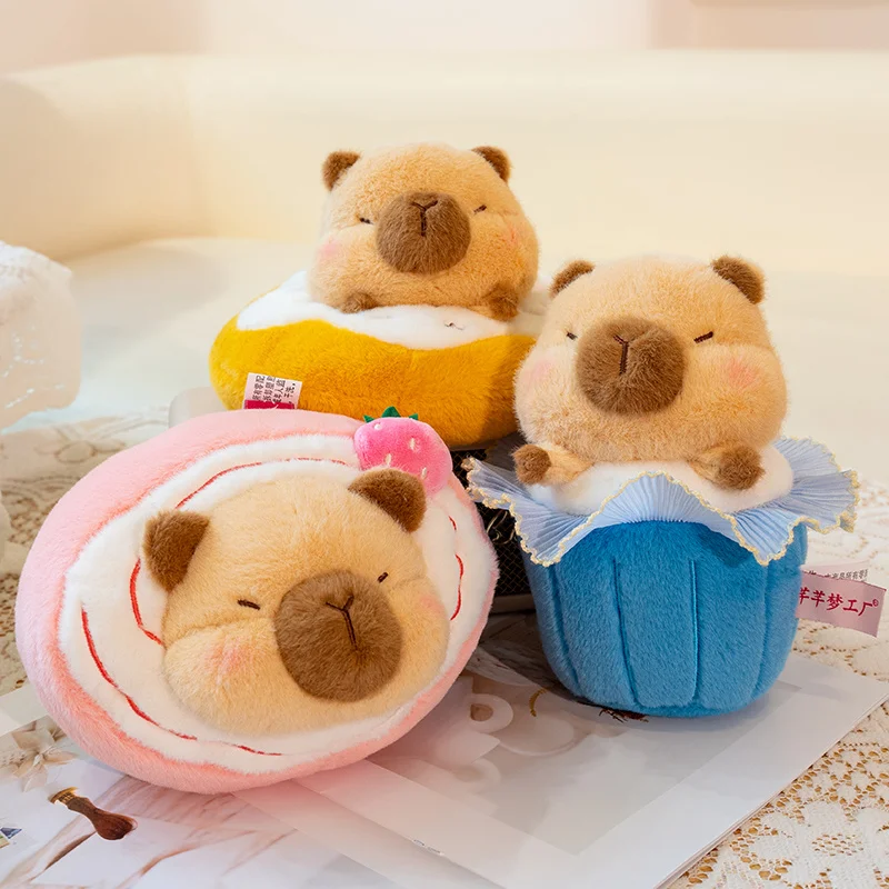 

23cm Tasty Dessert Capybara Plush Toys Soft Cozy Cartoon Capybala Toys Cute Desktop Pets Funny Kids Gift Taking Photo Props