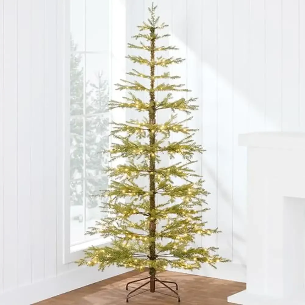 6ft Pre-Lit Sparse Christmas Tree Artificial Pine w/ 2-in-1 LED Lights Realistic Design Easy Assembly High-Quality Materials