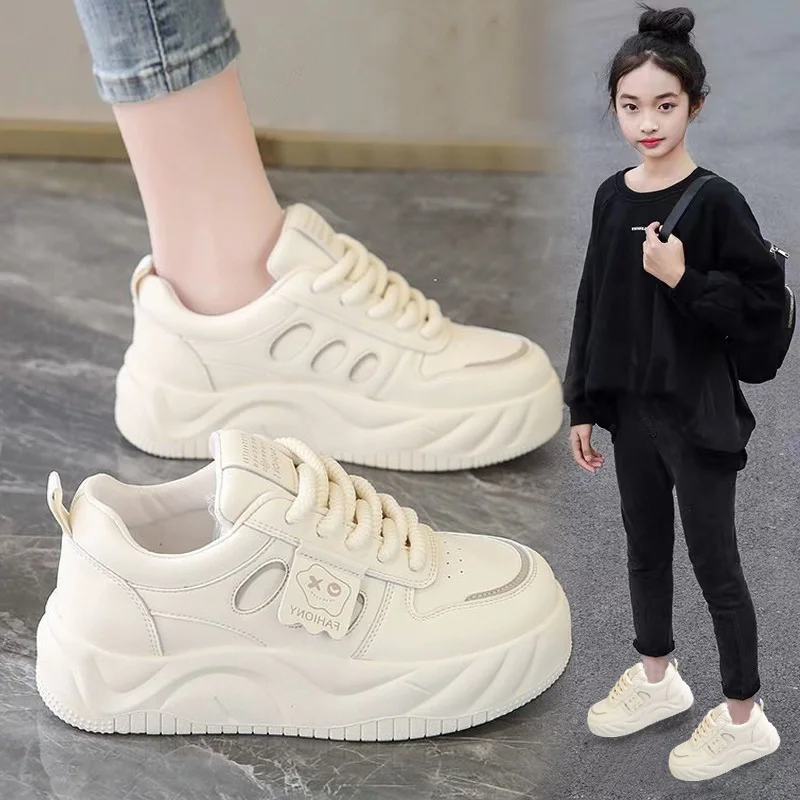 

Child Hot Sale Autumn New Thick Bottom Casual Shoes Lightweight Sports Thick and Popular Round Toe Sneakers Comforta Shoes