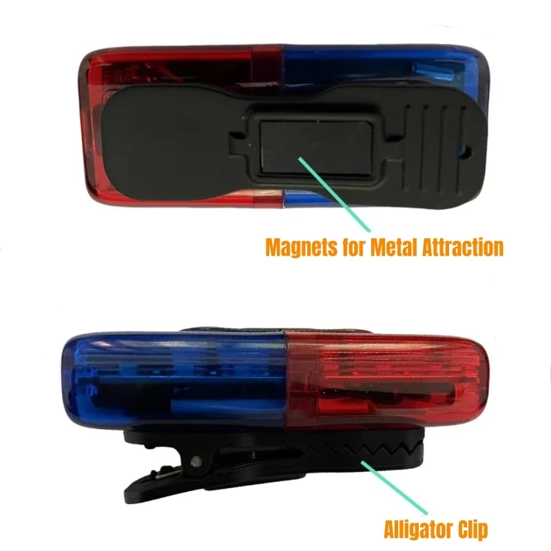 Red/Blue LED Police Shoulder Warning Light with Whistle Strobe Flashlight Magnet Attraction Nightlight for Traffic Guide Patrol