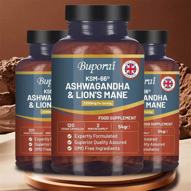 

Ashwagandha and Lion’s Mane - with Black Pepper To Support Cognitive Function & Memory Health, Improve Focus, and Boost Immunity