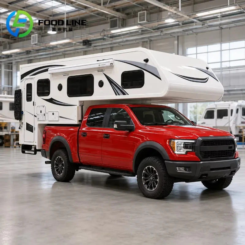 Pickup Overland Camper Slide‑in Pop‑top Truck Camper Electric Support Legs Easy Load Unload Fiberglass Hard Shell