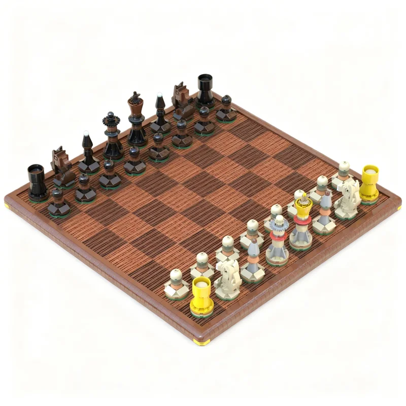 2177pcs MOC German Knight Staunton Chess Wooden Pieces Model Building Blocks Architecture DIY Brick Birthday Christmas Gift Toys