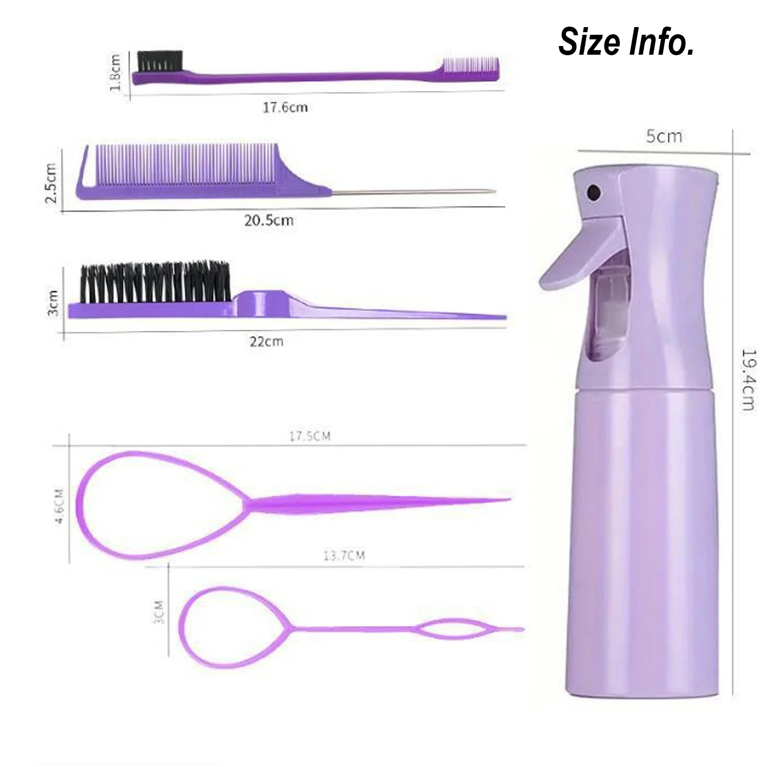 6/12-teiliges Haarbürsten-Set für Kleinkinder und Frauen, zum Entwirren, mit breiten Zinken, Haarsprayflasche, für nasses und trockenes, lockiges Haar, Bürsten für die Haaransätze und den Hinterkopf. – Detail 8