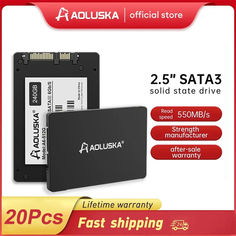 

20Pcs 1TB SSD 512GB 2TB SATA 3 Solid State Drive 240GB 120GB 256GB 128GB 6GB/s HDD 480GB 500GB Hard Disk For PC Laptop Desktop