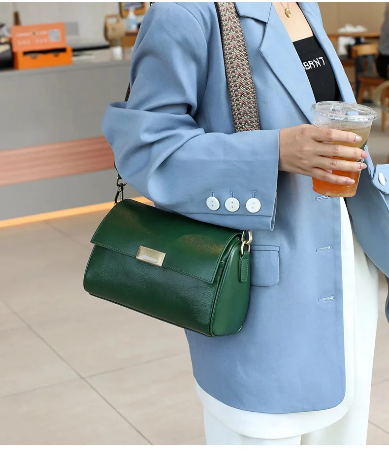 Zency Genuine Leather Classic Green Designer Handbag For Women Large Capacity Shoulder Crossbody Large Capacity Satchel Bags Sac