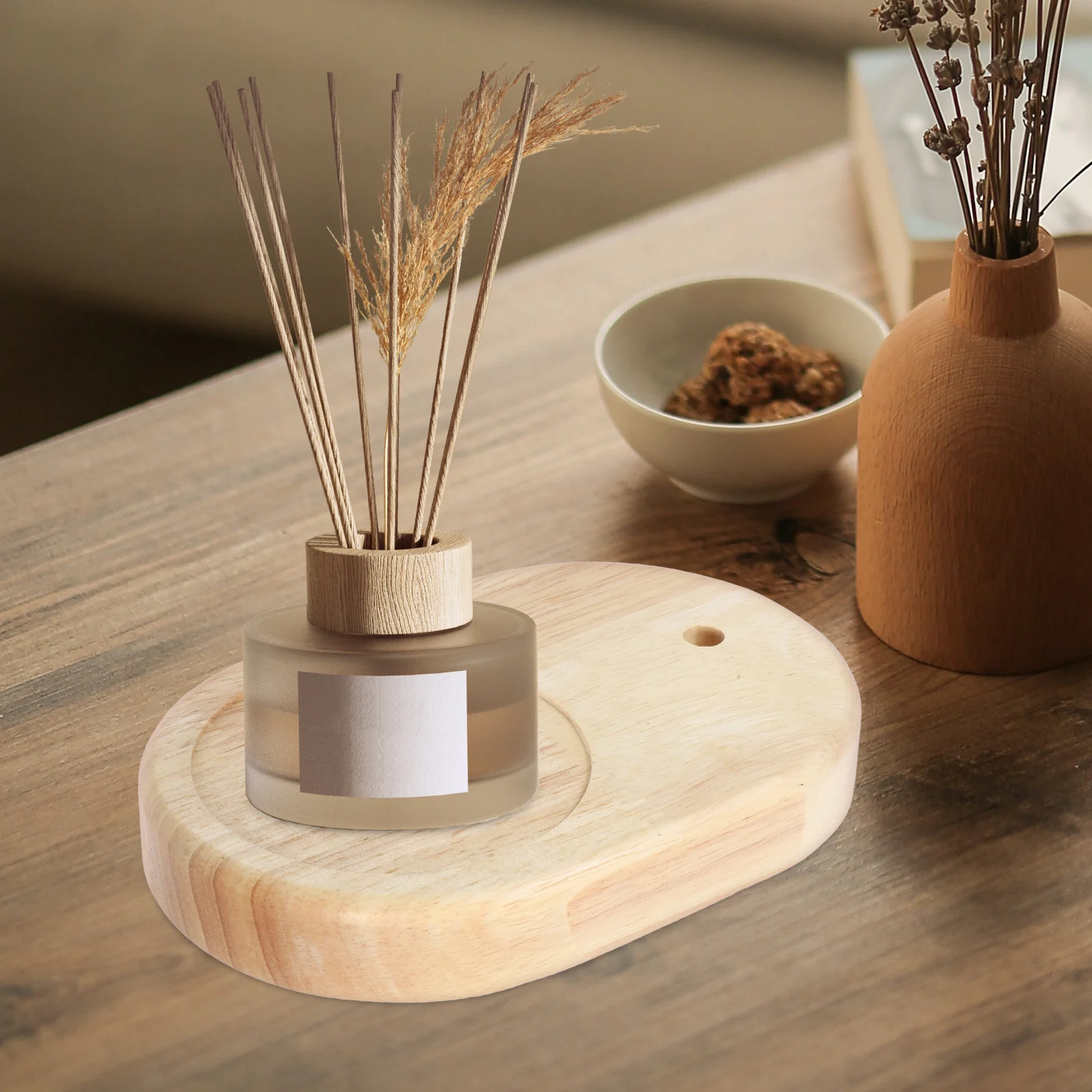 

Solid Wood Desk Lamp Base Light Display Supplies Wooden Night Oval Bases