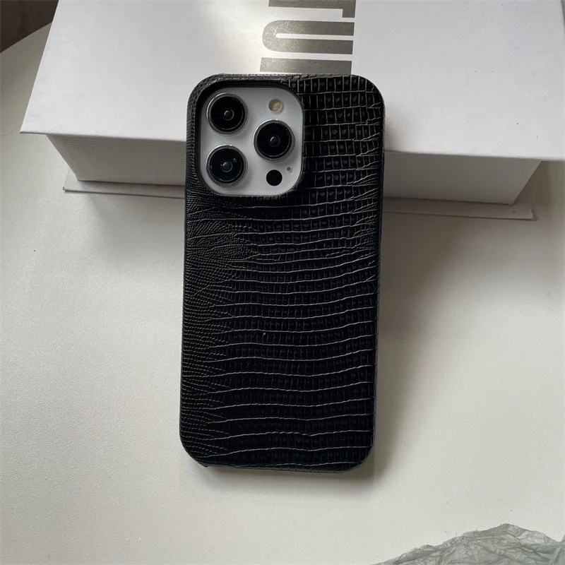 

Lizard Pattern Leather Suitable for iPhone 17 Phone Case 16promax Half Pack 15pro Retro 14 13 12 Anti Drop Hard Protective Cover