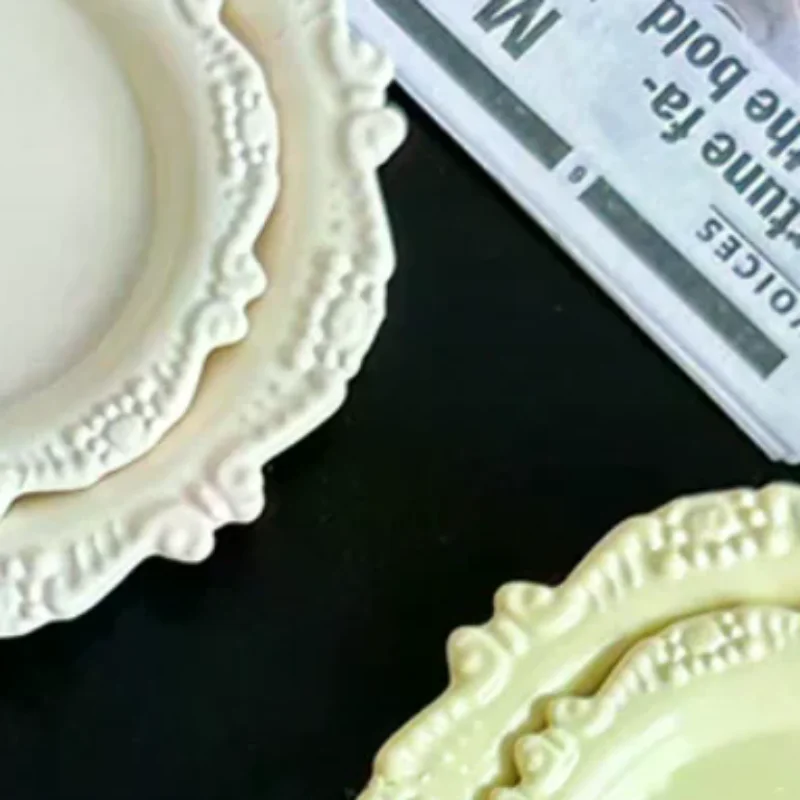 Conjunto de brinquedos de prato de pastelaria de escultura retrô: 3 peças de casa de bonecas em miniatura para meninas brincar na cozinha