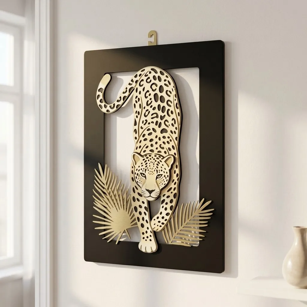 Modern Luxury Cheetah Wall-hung Living Room Porch Background Wall Creative Artistic Decoration Housewarming Gift Home Decoration