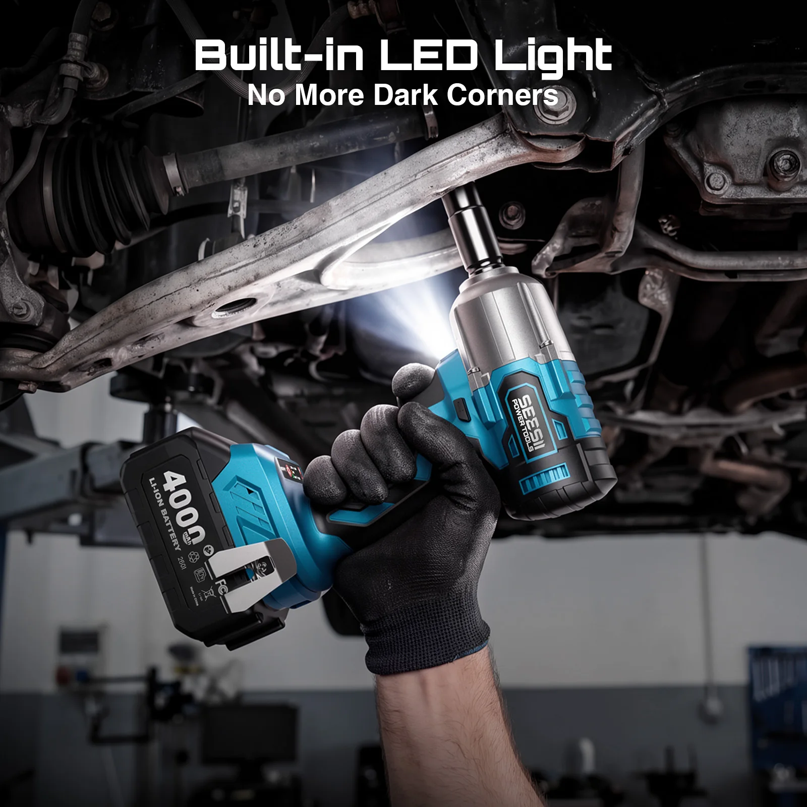 SEESII WH650 Pro 3-in-1 Impact Wrench & Screwdriver & Cordless Drill 1/2" High Torque 590 Ft-Lbs (800 N.M) Brushless Impact Gun 4.0 Battery 4 Sockets 4 Drill Bits High Torque Power Impact Driver for Car Home