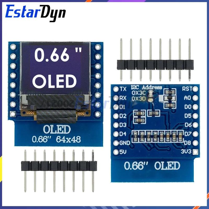 0,66 Zoll oled LED LCD Display Shield kompatibel für Wemos D1 Mini Esp32 64x48 0,66 Zoll Display 0.66 "oled Modul iic i2c