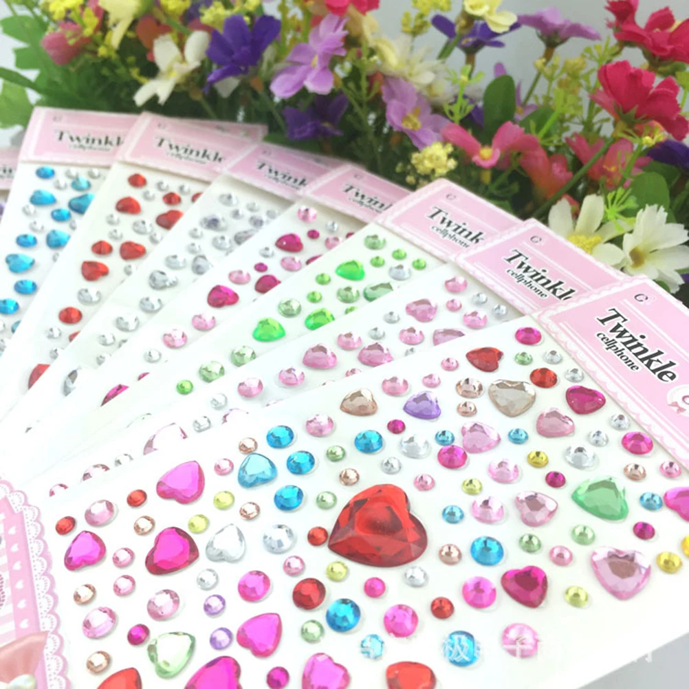 

10 Sheets Rhinestone Stickers Self Adhesive Craft Jewels Scrapbooking Cellphone Decoration Acrylic Material