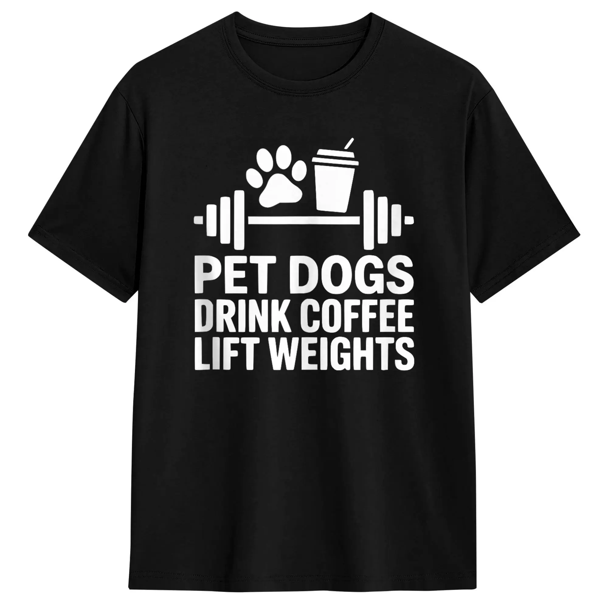Camiseta divertida con estampado de perros que beben café y levantan pesas, camisetas hippie, camiseta clásica de manga corta, camisetas de algodón de verano