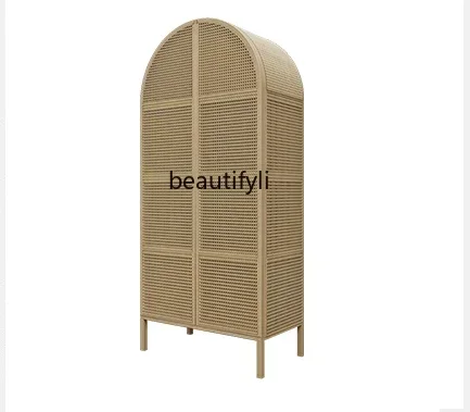 182Q Japanese-style rattan wardrobe storage  surprise quiet wind log retro, art bedroom solid wood wardrobe