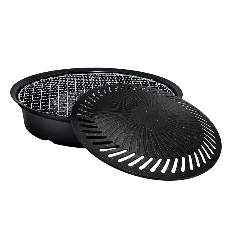 Nonstick Outdoor Tableware Frying Bake Dual-use BBQ Plate Portable Outdoor Picnic Removable Cooking Board Aluminum Survival Set