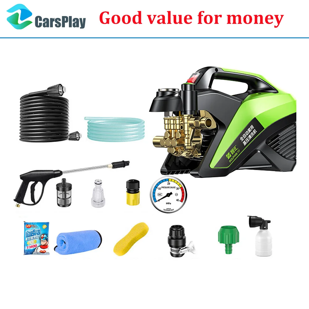 Portable 250bar High Pressure Washer Car Cleaning Machine - Household Water Gun Snow Foam Generator with Powerful Water Pump