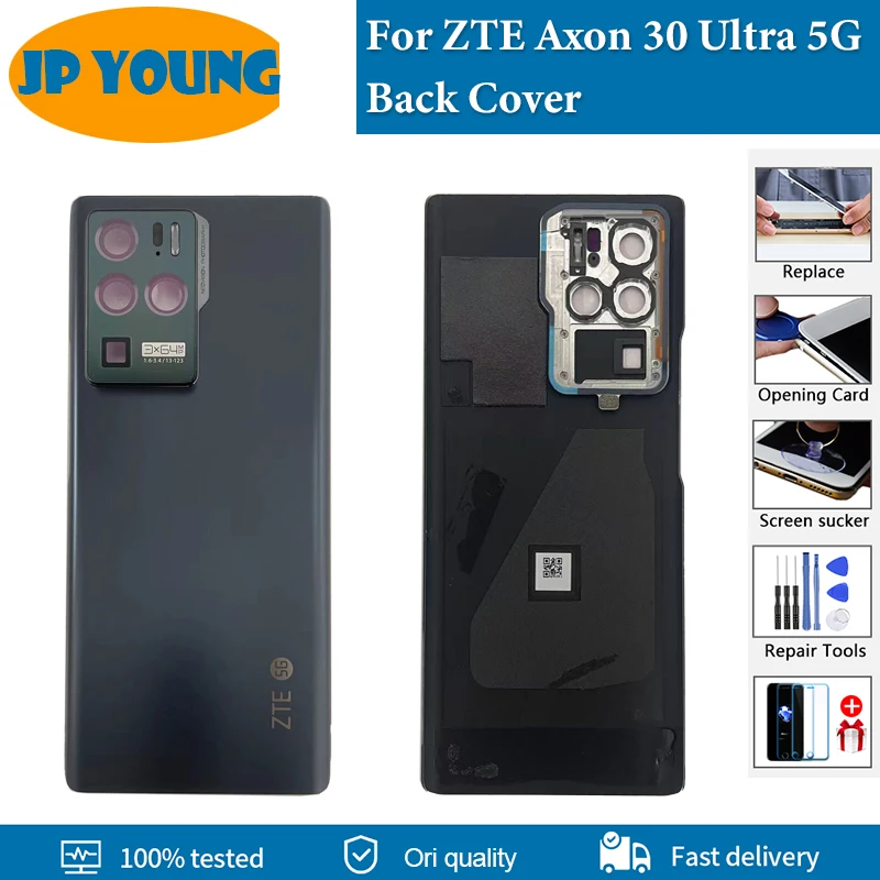 Original New Back Glass For ZTE Axon 30 Ultra 5G Back Battery Cover Housing Door A2022P Back Cover A2022PG Rear Case Replace