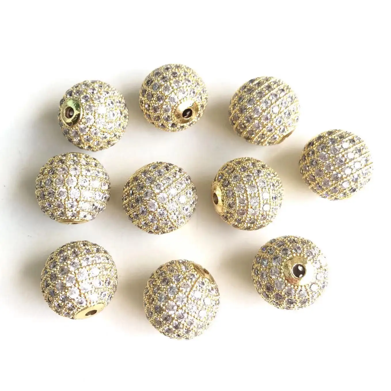 10pcs 14mm Ball Spacers Zirconia Micro Pave Round Disco Loose Beads for Women Bracelets Men Necklaces Jewelry Making Accessories