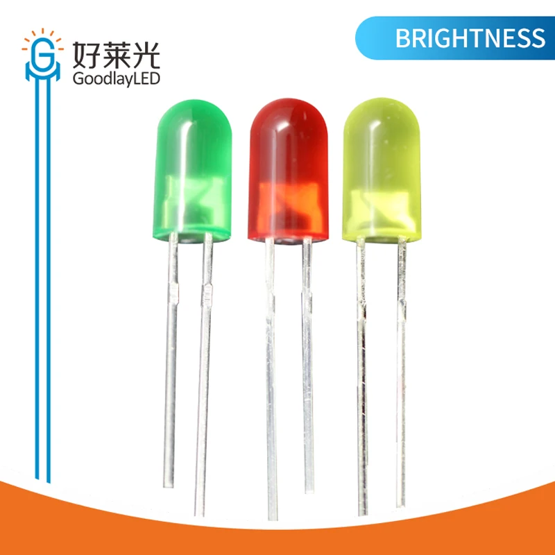 

1000PCS F5 / 5mm Round Head short Leg Without Edge Band Color White Light Red Blue Green Yellow LED light-emitting diode