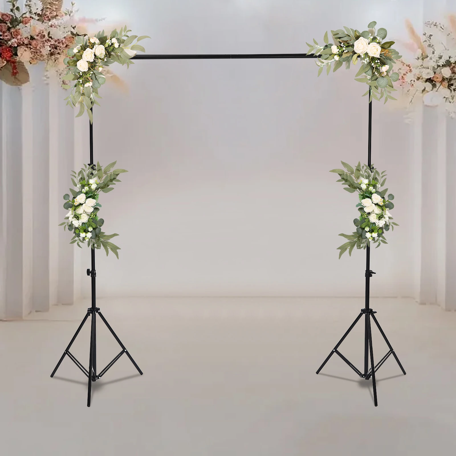 

Modern Free Standing Backdrop Stand 2m x 3m Adjustable Background Holder Black for Wedding Party Decoration