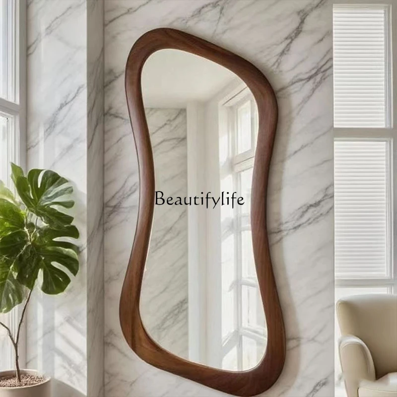

Wabi Sabi Wind Irregular Wood Art Special Shaped Wall Hanging Wall French Full Body Medieval Mirror
