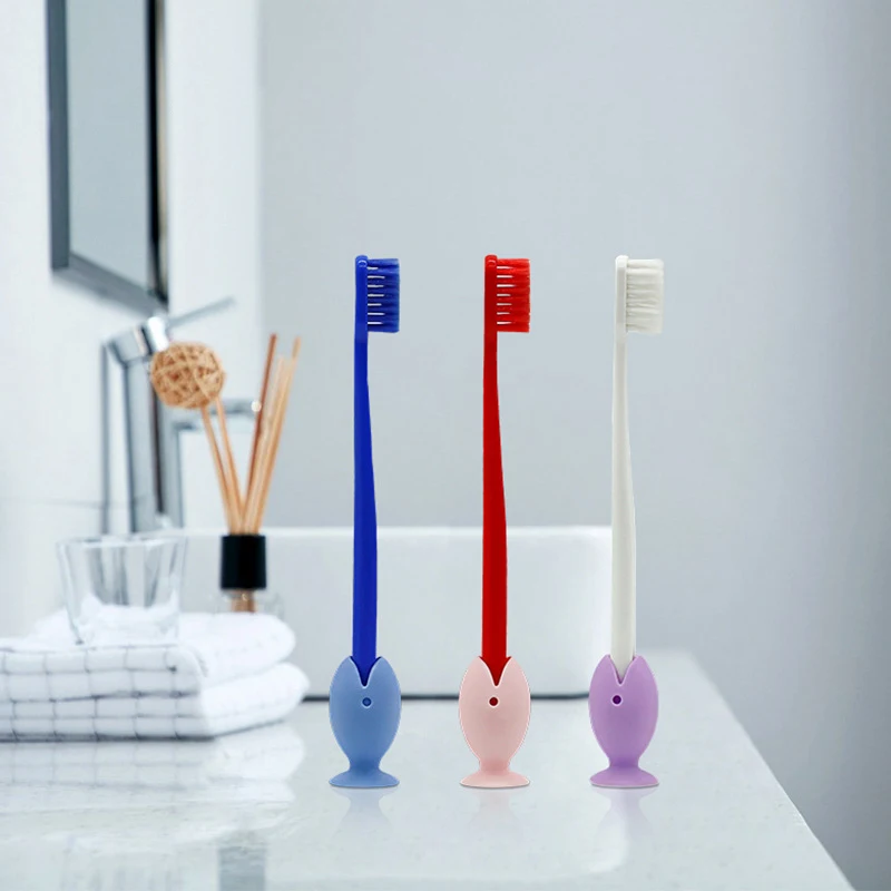 Tooth Brush Cover Caps Stand Cute Standing Portable Travel Toothbrush Head Cover Cute Fish Shape Silicone Suction Cup Toothbrush