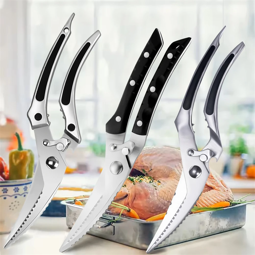 

1PC，Kitchen Scissors Multifunctional Stainless Steel Chicken Bone Scissors Food Scissors Chicken Vegetable Kitchen Tools