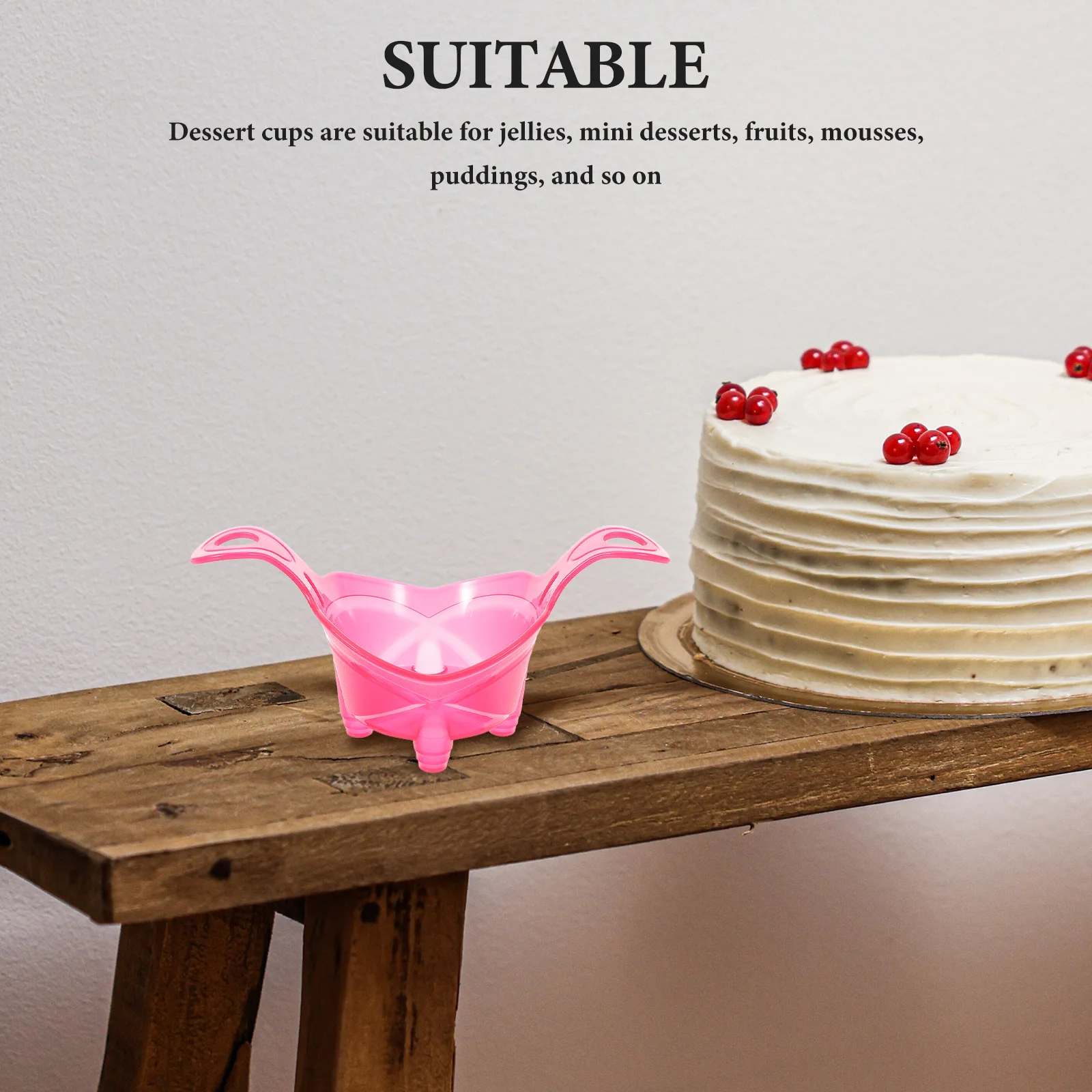 

10pcs Dessert Cups Mousse Tiramisu Cups Banquet Small Cake Serving Compact Pudding Storage Non-Slip Plastic Party Supplies