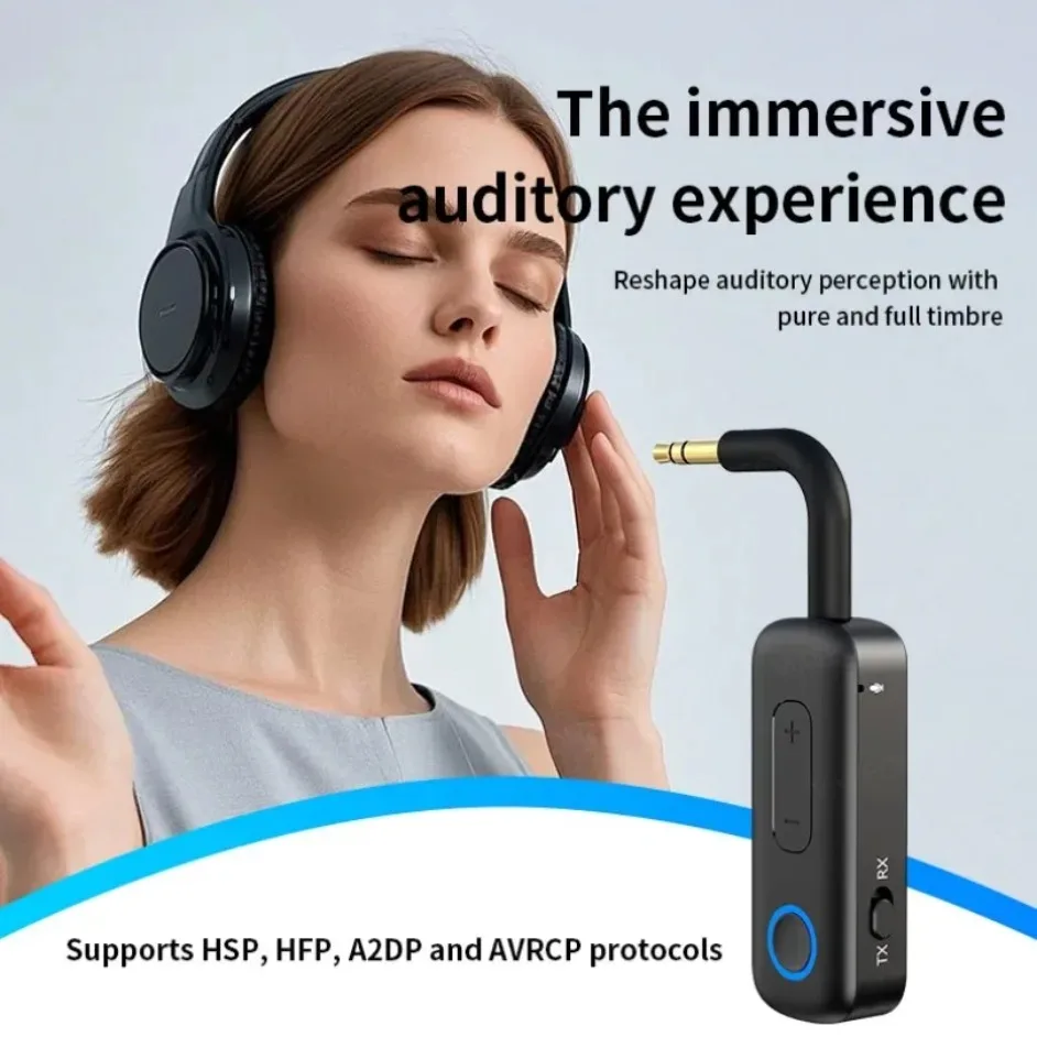 2-In-1 Wireless Car Aux Adapter Bluetooth 5.4 Transmitter Receiver TV Audio Bluetooth Receiver Transmitter-3.5MM Jack on TV