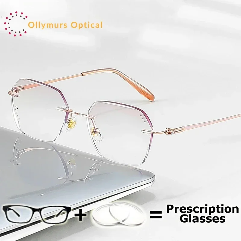 

Ollymurs Women Eyewear Prescription Glasses Tint Colored Lens Photochromic Myopia Progressive Multifocal Bifocal Glasses for Rea