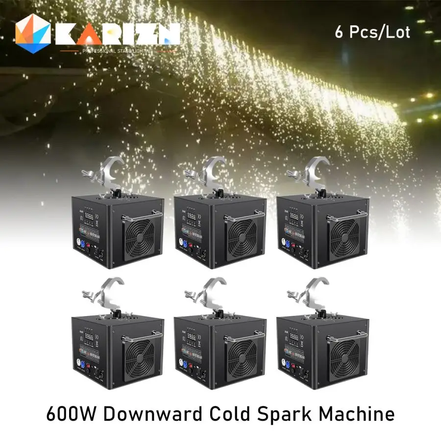 No Tax 6Pcs 600W Cold Spark Machine DMX Remote Cold Fireworks Fountain Stage Spark Machine For Wedding Party Show Sparklers