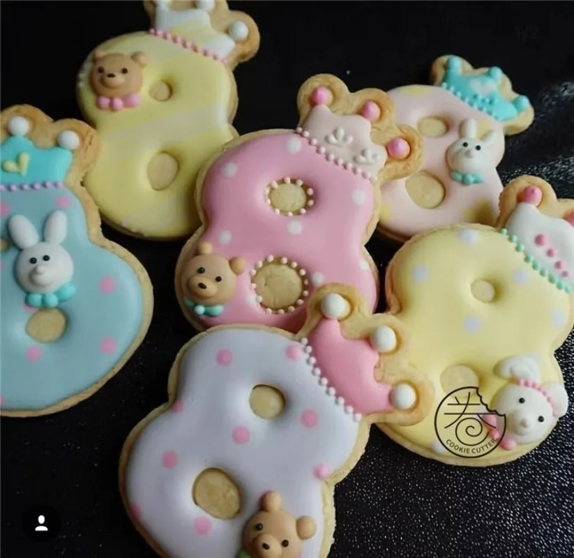 Cartoon Birthday Crown Numbers Cookie Mold Birthday Event Crown Digital Biscuit Mold 3D Stereoscopic Pressing Cookie Baking Tool