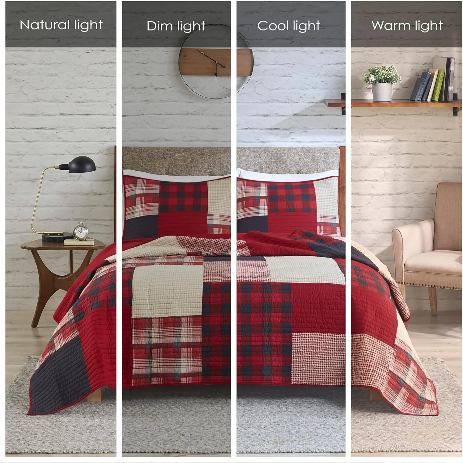 Reversible Quilt Set - Cottage Styling Reversed to Solid Color, All Season Lightweight Coverlet, Cozy Bedding Layer