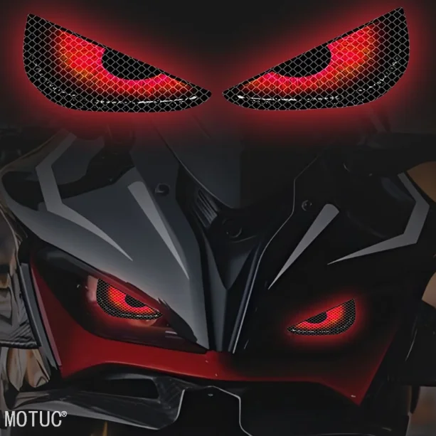 [Motuc] 1 Piece Devil's Eye Motorcycle Reflective Sticker, Beast Cartoon Animal Eye Design, Self-Adhesive High-Quality Waterproof, for Motorcycle Headlights, Fuel Tank, Front Fairing, Helmet, Multiple Colors Available, Fun Sticker Gift, Enhances Vehicle Appearance