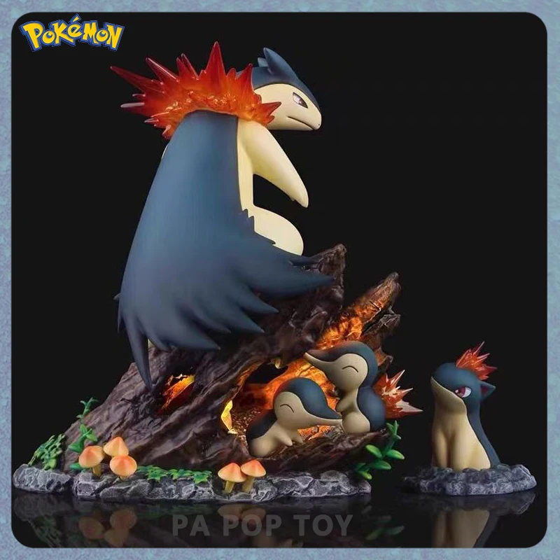 13 سنتيمتر البوكيمون أنيمي الشكل Cyndaquil مجموعة تطور شخصيات Typhlosion جمع بولي كلوريد الفينيل نموذج تمثال زخارف مكتب دمى هدايا