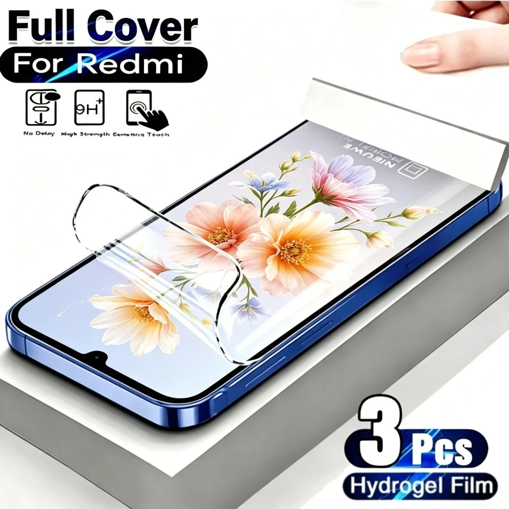 

3Pcs Ultra Clear Hydrogel Film for Redmi Note 15 14 13 Pro Plus 12 11 Pro 14S 11S Screen Protector for Redmi 15C 14C 13C 12C 10A