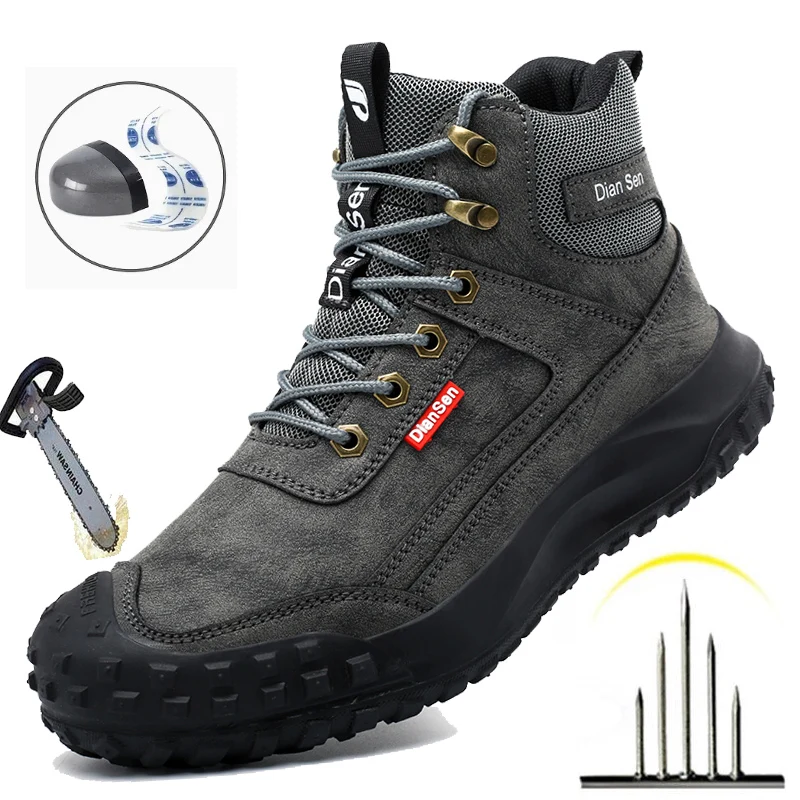 Dian Sen Men's Steel-Toed Safety Shoes With Anti-smash , Anti-Puncture And Anti-Slip Soles, Fashionable Industrial Work Shoes