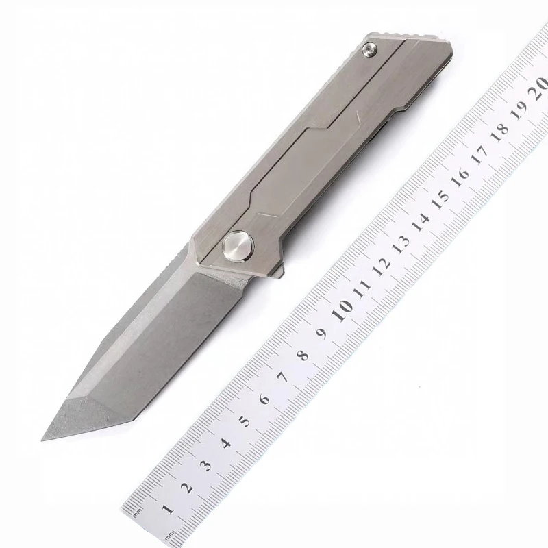 Tracer Pocket Folding Knife Stonewash 14C28N Blade TC4 Titanium Alloy Handle Tactical Rescue Hunting EDC Survival Tool Knives