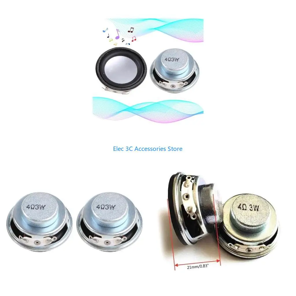 Y51A 2Pcs Circle Loudspeaker 4Ω 1W Black Speaker 2.2 kHz Frequency Response
