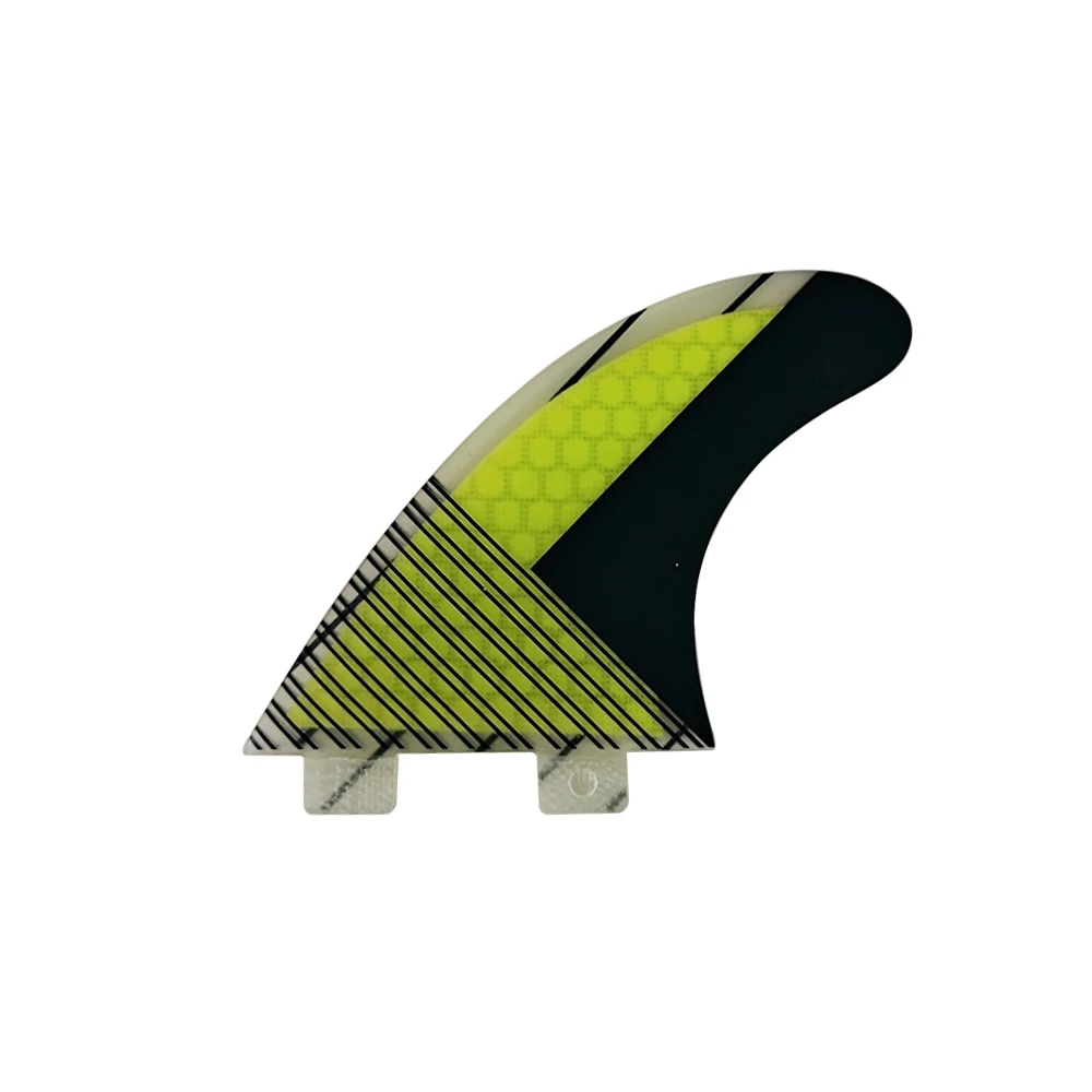 Surfplank UPSURF Dubbele Tabs Vinnen Maat M Gele Kleur Surfvin Honingraat Glasvezel Tri fin set Korte Board Accessoires