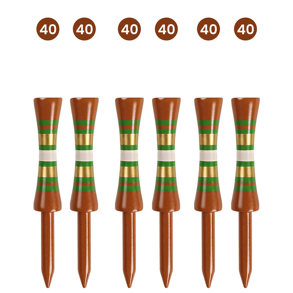 Tees de Golfe de Madeira Tipo Castelo, com Altura Graduada, Pacote com 30/100 Unidades, Comprimentos de 40mm, 45mm e 50mm, Coloridos para Treino