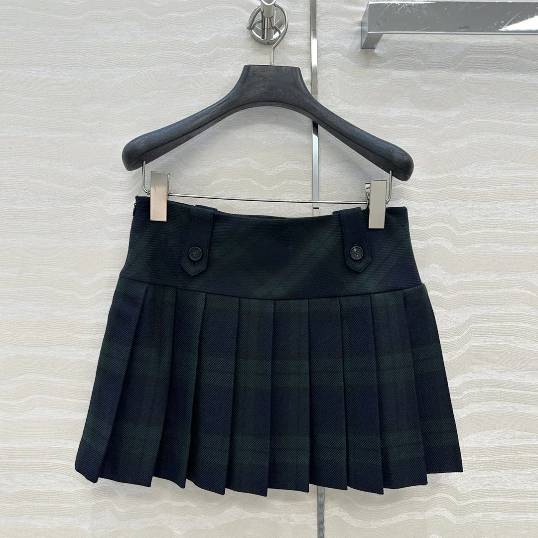 

Englan Vintage Preppy Style Plaid Pattern Mini Skirts Womens 2025 New Autumn Low Waist Pleated Sweet Skirt