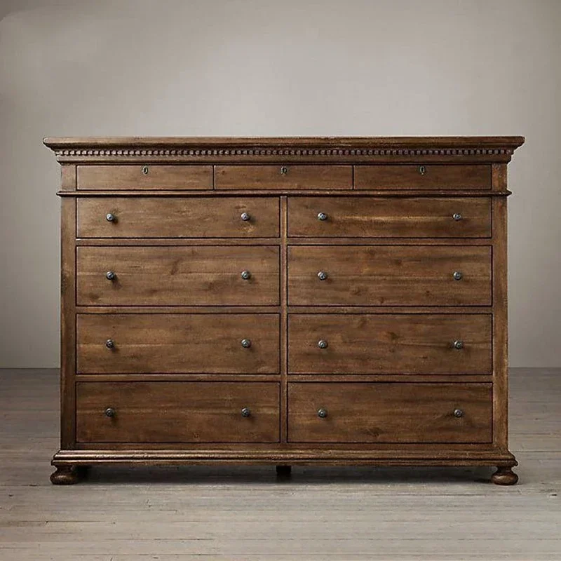 

American bedroom high-end fashion solid wood 7 chest cabinet retro old drawer cabinet