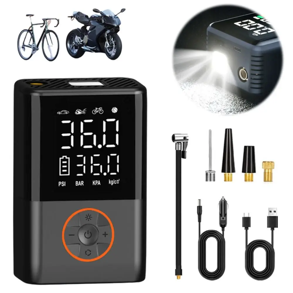 4 In 1 Car Jump Starter with LED SOS Light 4000mAh Tire Inflator Portable Air Compressor for Car/Motorcycle/ Bicycle