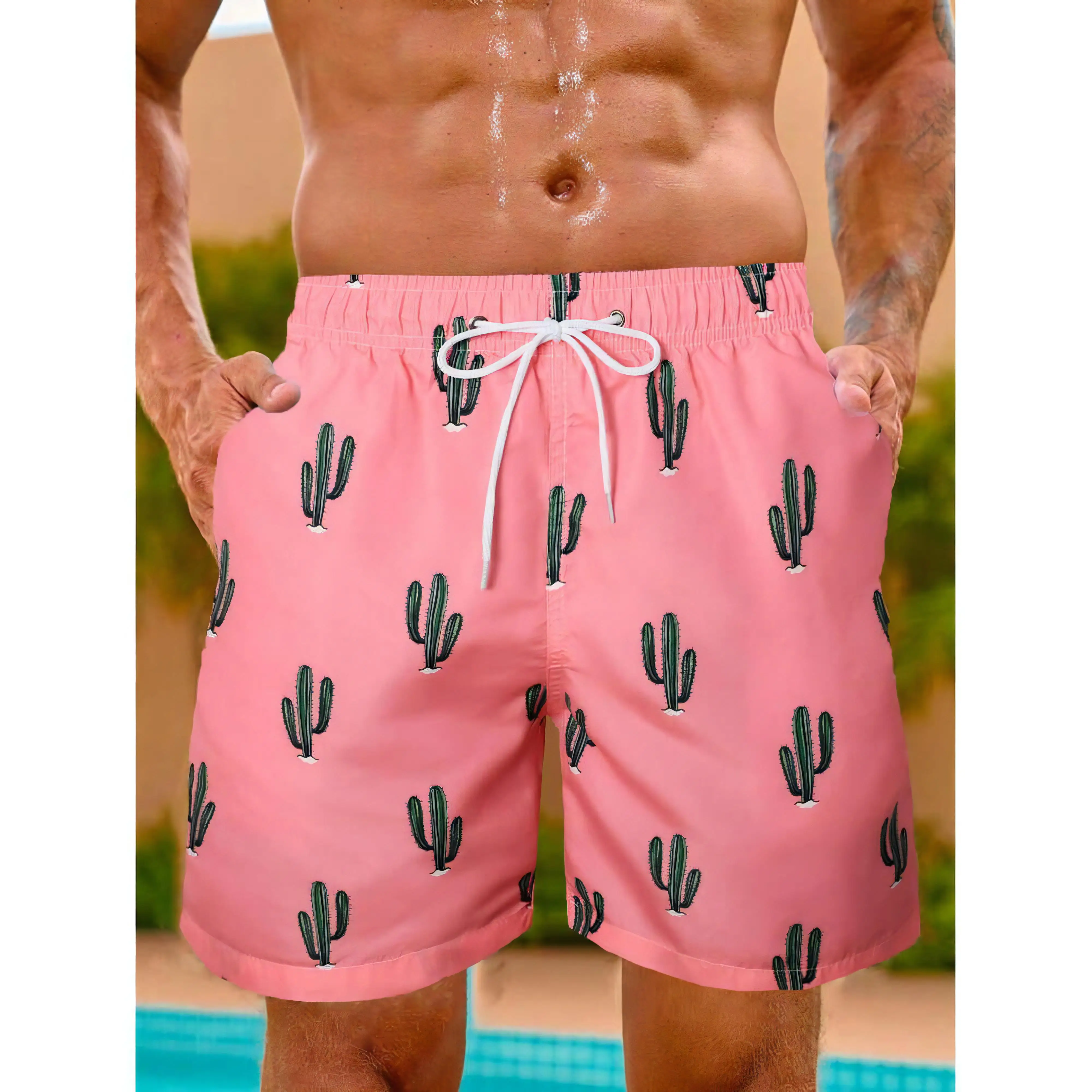 Men's Shorts Summer Cactus Pattern Grapic 3D Prited Trunks Beach Quick-drying Shorts Male Sweatpants New Pants Man Clothing